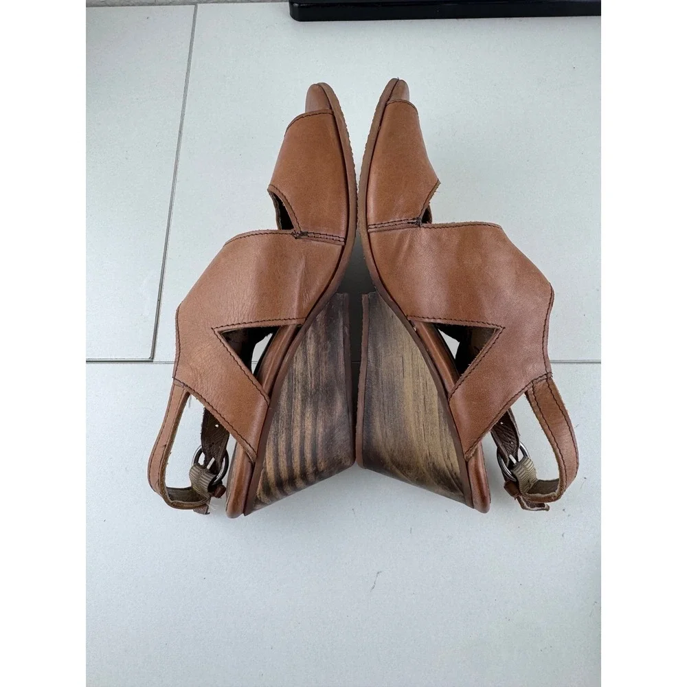 Seal of the Sutro San Francisco Leather‎ Slingback Wedge Sandals Size 7.5 Boho